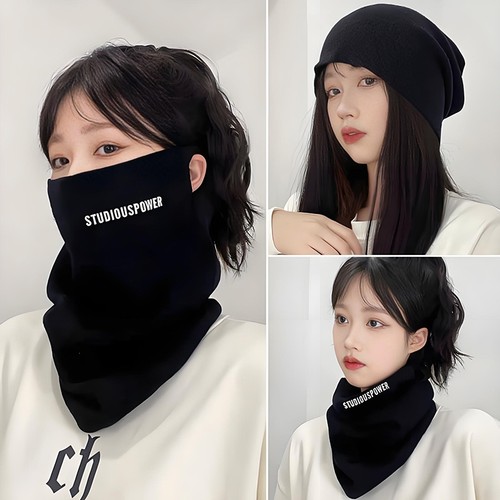 纯色保暖挂耳面罩滑雪2024新款女骑行围脖女冬季摩托车护颈脖套男
