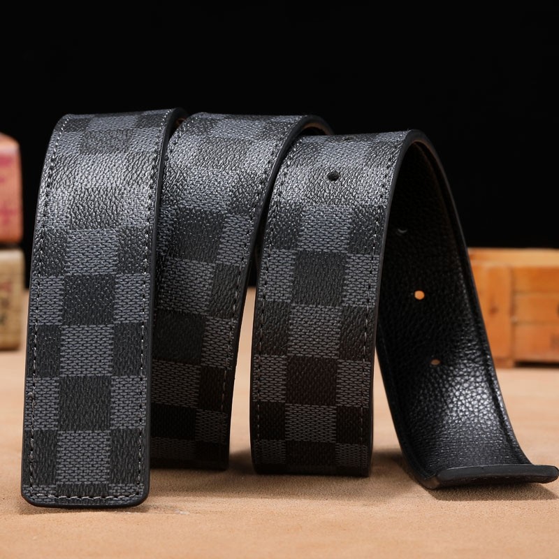 爱马男仕无头H皮带男真皮格子平滑扣不带头h腰带卡槽休闲时尚无扣