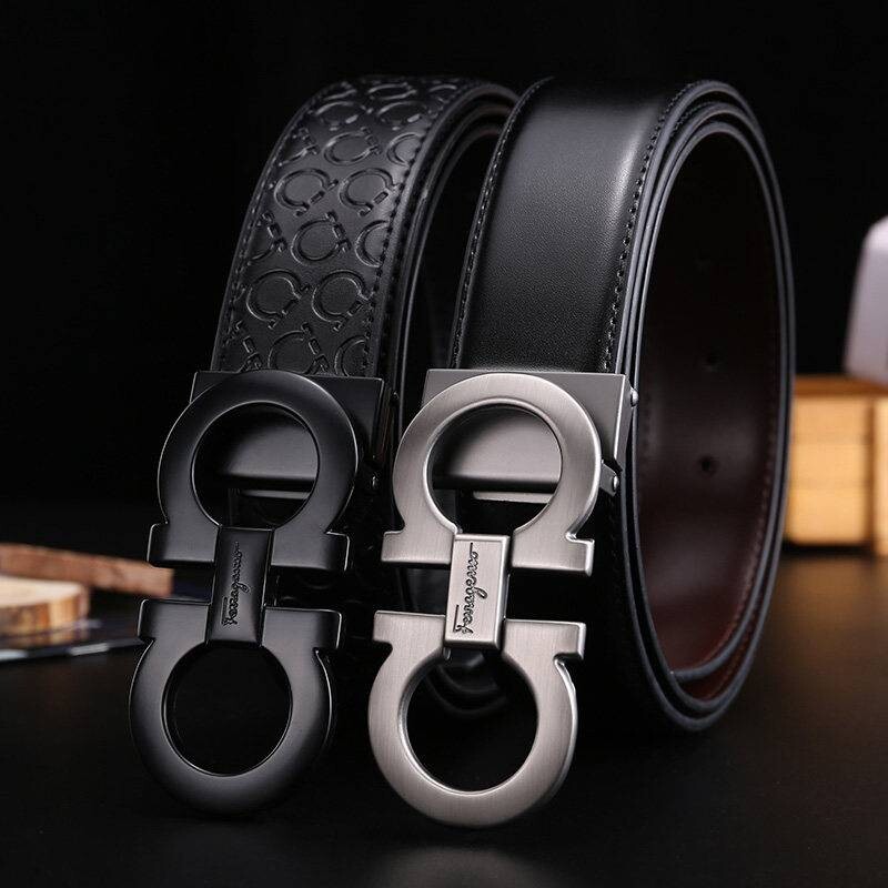 爱马男仕新款菲拉轻奢皮带F马蹄扣商务真皮平滑扣休闲百搭8字扣裤