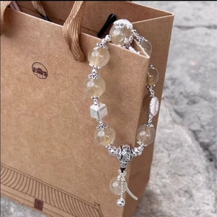 lisv风景区寺院同款绿幽灵水晶手串手链手串流通处草莓晶发晶手串