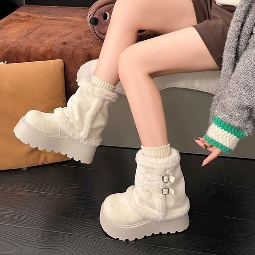 意尔康心选女厚底加绒加厚雪地靴