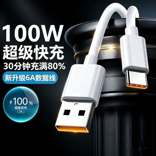 USBtoType-c快充数据线100W加粗线芯车载手机笔记本通用极速闪充充电安卓鸿蒙系统全兼容接口