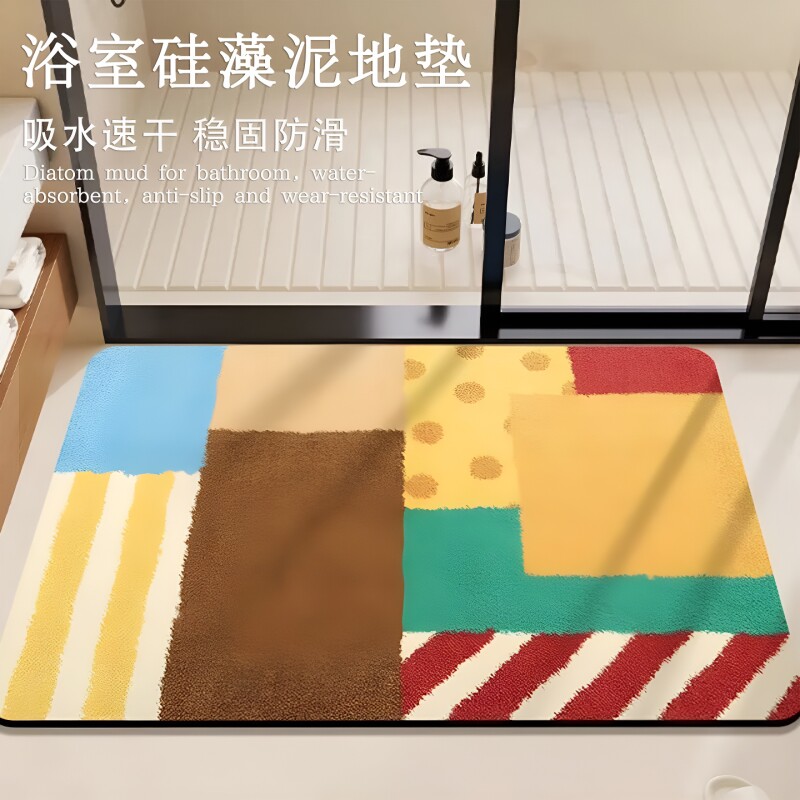 卫生间浴室地垫吸水速干垫厕所耐脏防滑防摔脚垫硅藻泥厨房入户门