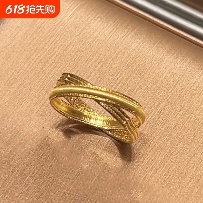 法式交叉拉丝戒指高颜值轻奢设计个性百搭小众时尚饰品开口可调节