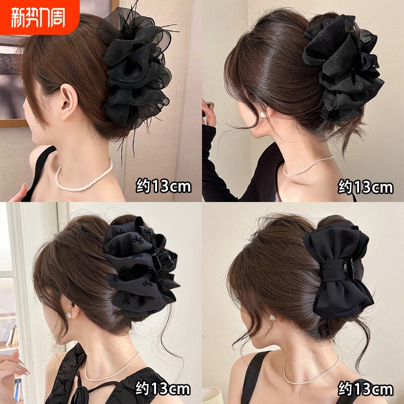 高级感蝴蝶结抓夹女后脑勺发量多盘发发夹大号气质鲨鱼夹发卡头饰
