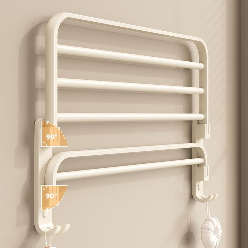 卫生间置物架免打孔安装毛巾架卫浴架子浴室浴巾架厕所毛巾免钉