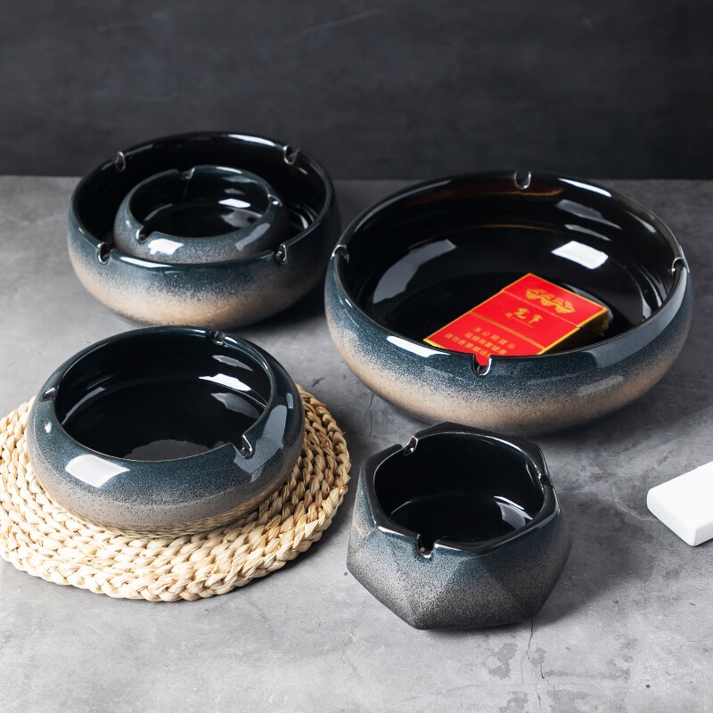 特大烟灰缸创意大号复古潮流个性陶瓷家用客厅办公酒店烟缸大容量