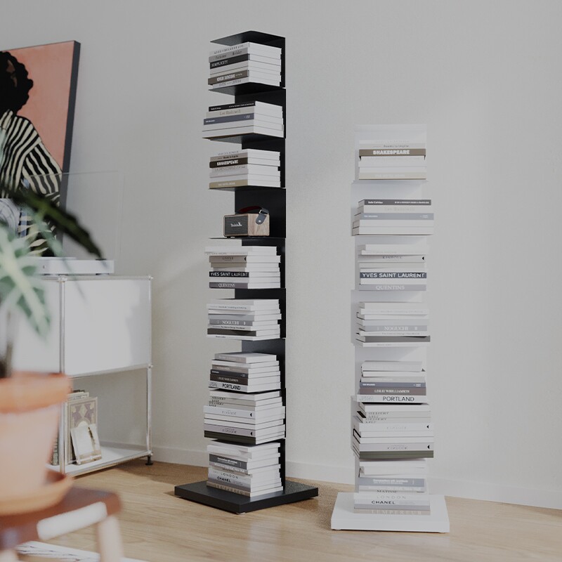 隐形书架落地置物架铁艺简易书柜客厅一体靠墙书本收纳架上墙桌面