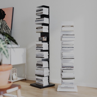 隐形书架落地置物架铁艺简易书柜客厅一体靠墙书本收纳架上墙桌面