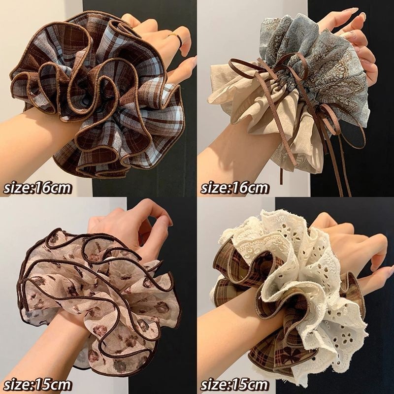 韩系蕾丝大肠发圈女慵懒风丸子头超大号发绳头饰潮蝴蝶结四层格纹,饰品/流行首饰/时尚饰品新,发饰,淘宝优惠券,粉丝福利购,淘宝优惠卷
