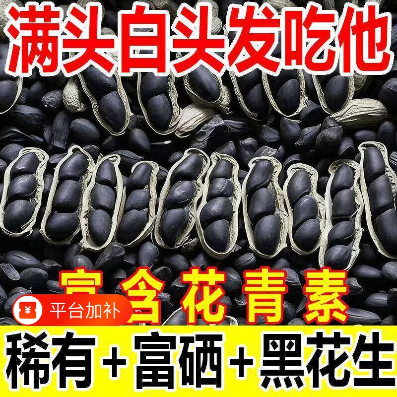 正宗富硒生黑花生带壳富含花青素地道口感原味零食新货精选花生米