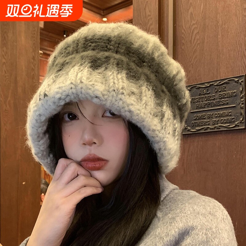 复古灰色针织毛线帽|千人加购