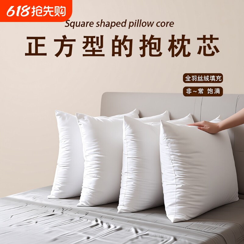 抱枕芯内胆455060沙发靠枕腰枕靠背垫套靠垫羽丝绒长方形真空高