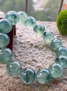 危地马拉仿冰种飘花翡翠手链老坑蓝水手串冰石英岩飘花翡翠送礼盒