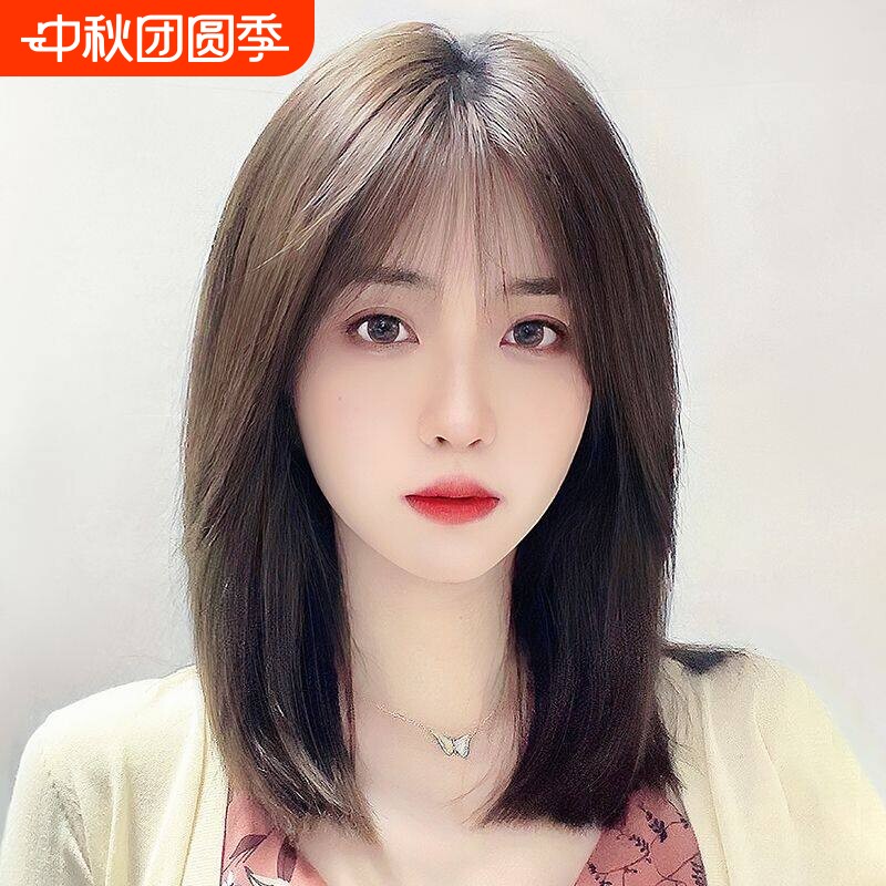 假发真发全真人发自然短发全头套女新款波波头锁骨假发套长发发丝图片