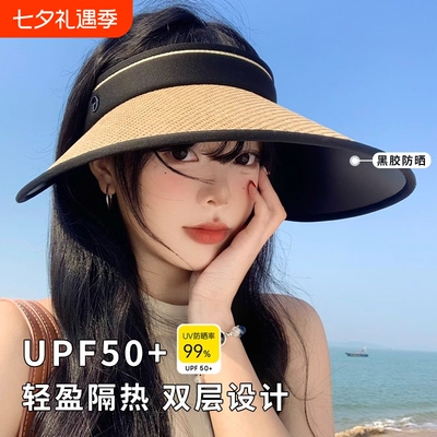 【UPF50+】黑胶防晒遮阳草编帽