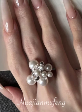 设计款!法式优雅闪钻戒指女精致贵气感食指戒开口指环叠戴手饰品