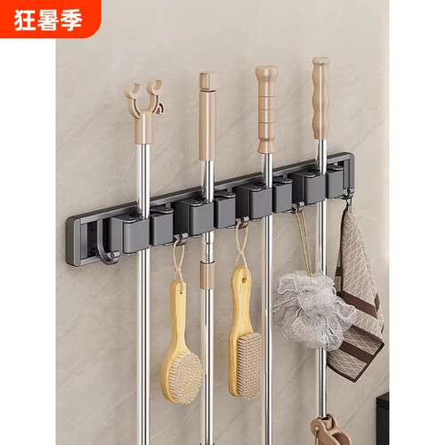 免打孔强力挂钩神器吸盘拖把壁挂扫把置物收纳挂架浴室卫生间承重