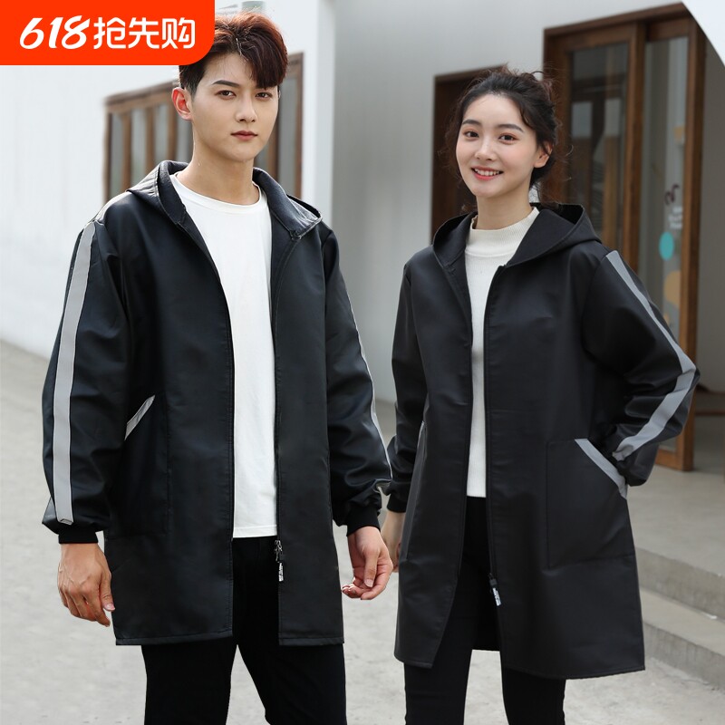 加绒长袖罩衣女工作服干活男士防水防油耐磨保暖加厚围裙秋冬超强