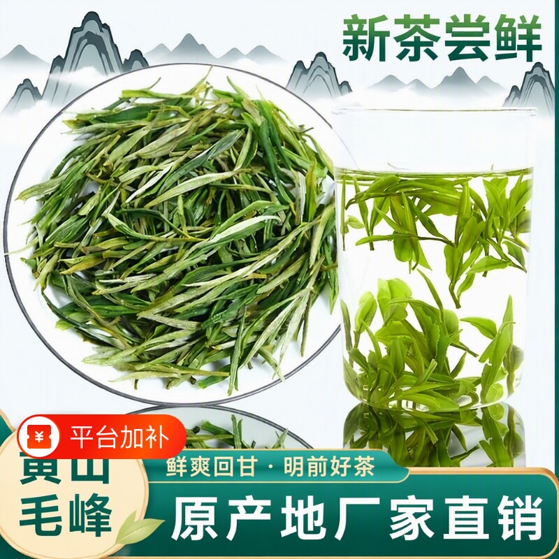 安徽黄山毛峰新茶茶叶绿茶2026高山谷雨前一级毛尖嫩芽炒青茶正宗