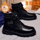 机车皮靴加绒保暖皮 秋冬高帮英伦风黑色工装 2025年新款 马丁靴男款