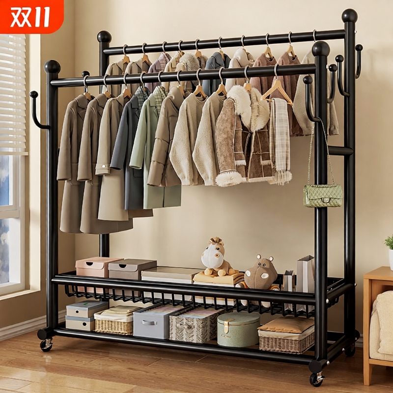 落地多功能可移动衣帽架