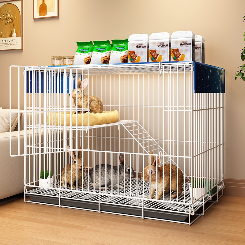 兔子笼子小号大号特大号家用室内折叠双层空间带厕所加密宠物兔笼