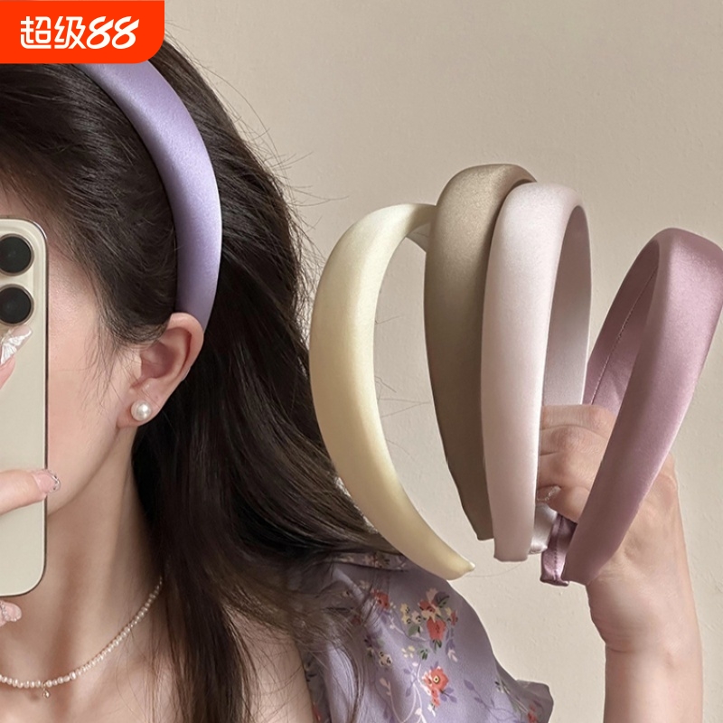 缎面宽边海绵发箍女2025新款洗脸压发外出百搭高颅顶发卡头窟发饰
