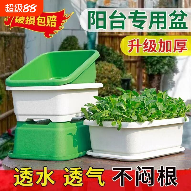 阳台种菜盆种植盆花盆加厚长方形塑料盆家庭蔬菜种菜神器椰砖种花