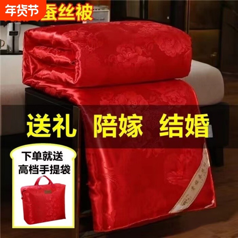 大红色结婚蚕丝被芯陪嫁喜被婚庆棉被芯双人加厚春秋冬结婚子母被,床上用品,蚕丝被,淘宝优惠券,粉丝福利购,淘宝优惠卷