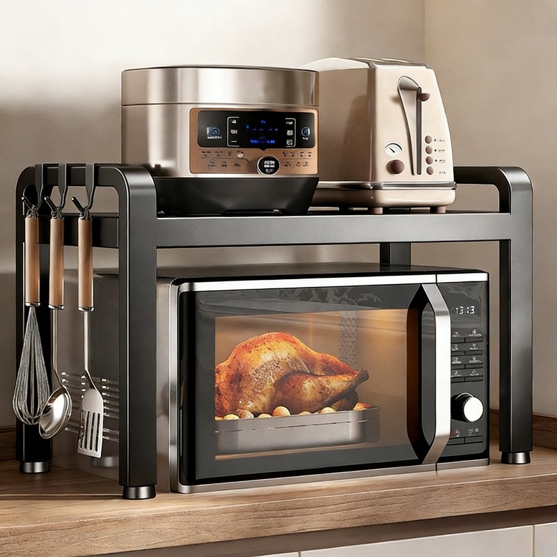 厨房微波炉置物架可伸缩家用多层烤箱支架桌面台面电饭煲收纳架子,厨房/烹饪用具,厨房置物架/置物柜/角架,淘宝优惠券,粉丝福利购,淘宝优惠卷