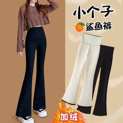 145cm小个子微喇鲨鱼裤女2025新款秋冬加绒喇叭裤高腰显瘦瑜伽裤