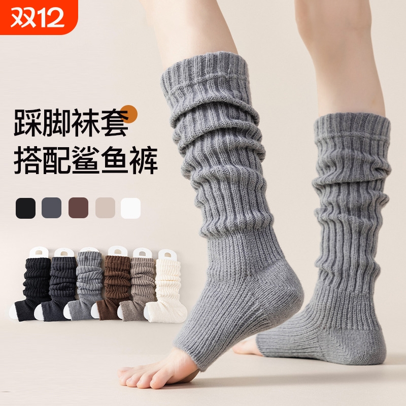 灰色袜套堆堆袜子女春秋冬季配鲨鱼裤小皮鞋针织y2k日系小腿腿套