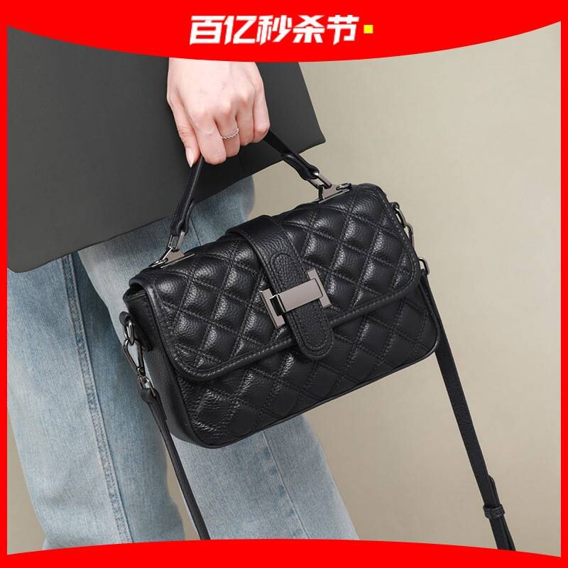 爱马女仕真皮包包女新款时尚斜挎包女包洋气手提包百搭单肩包黑色