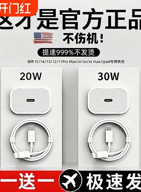 适用苹果充电器头30WPD快充iPhone15/16/17快充头14手机编织数据线20w插头二合一typec原套装11XR冲iPad标准