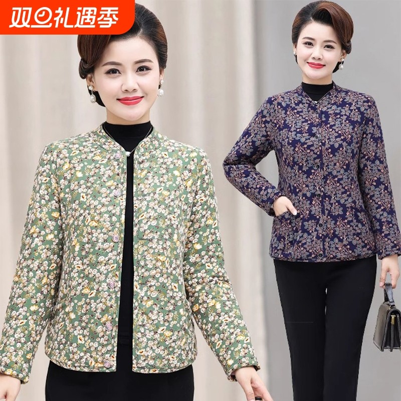 妈妈秋装羊驼绒小棉袄女贴身内穿中老年冬装加厚棉衣奶奶保暖外套