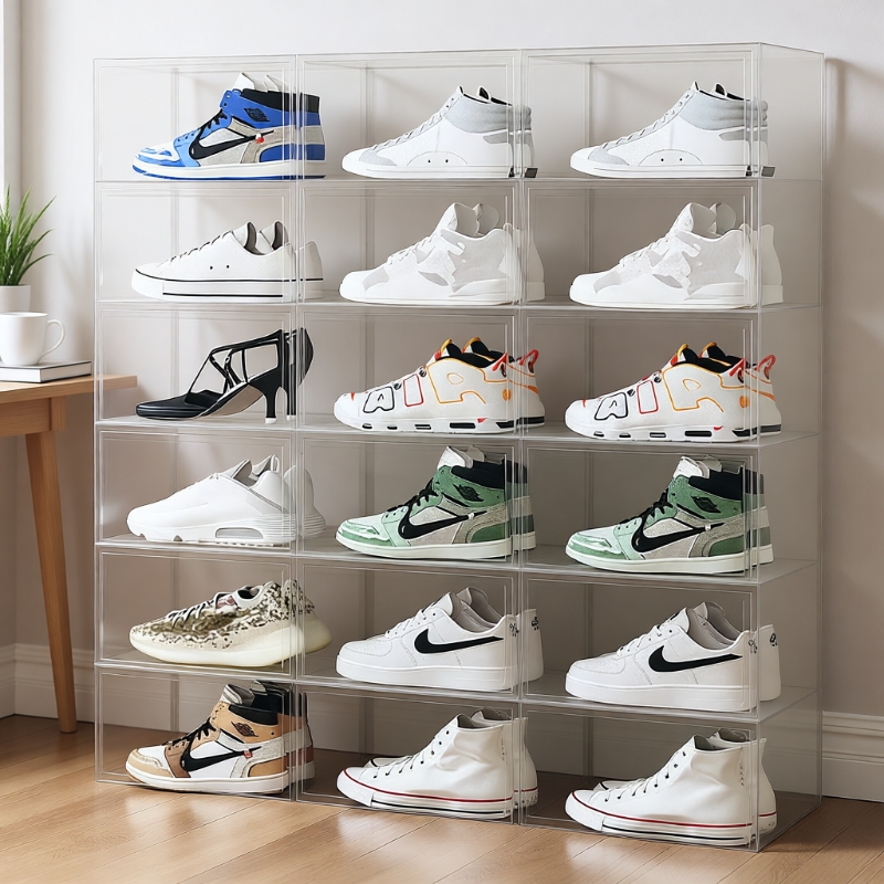 12件装塑料收纳盒防尘鞋架鞋子收纳神器鞋柜家用透明鞋盒省空间