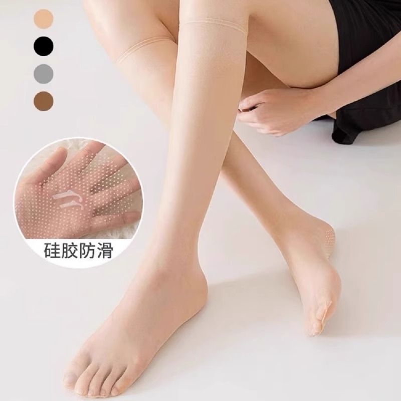 小腿袜脚底女士防滑夏季超薄无痕水晶丝袜硅胶半截丝袜防勾丝塑性
