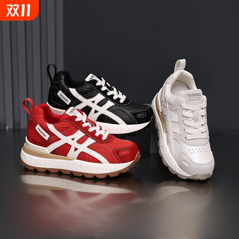 增高7cm厚底增高休闲鞋女2025秋季新款透气厚底阿甘鞋休闲跑步鞋