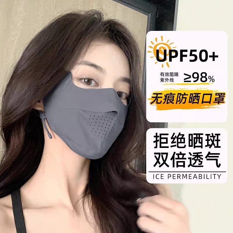 冰丝防晒口罩女防紫外线夏季薄款高颜值无痕遮阳遮全脸护眼角面罩
