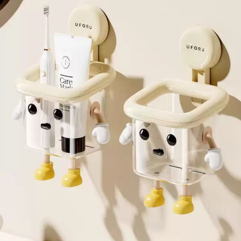 浴室置物架免打孔吸盘式洗手台卫生间电动牙刷牙膏梳子收纳盒壁挂