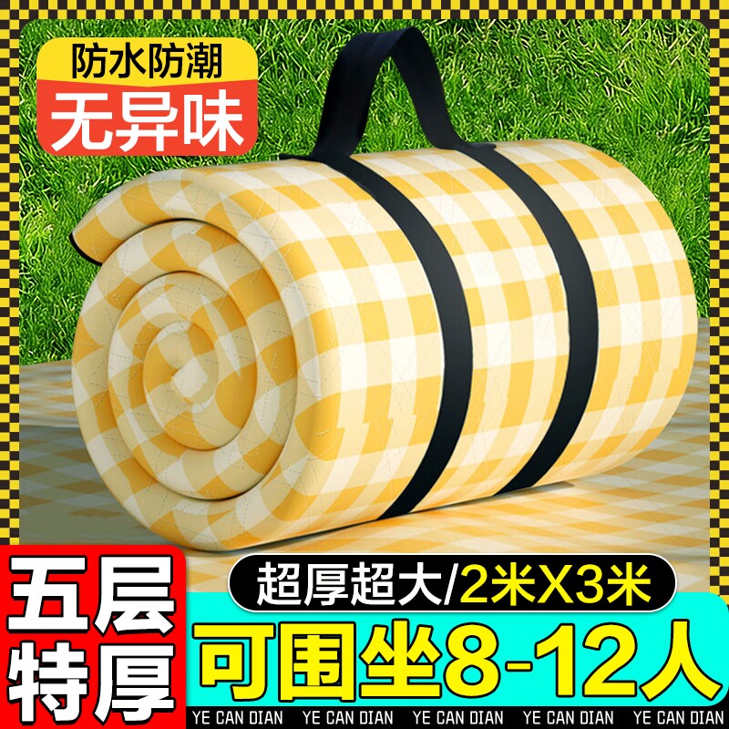 野餐垫户外防潮垫防水加厚便携徒步沙滩垫便携露营野炊草坪地垫子