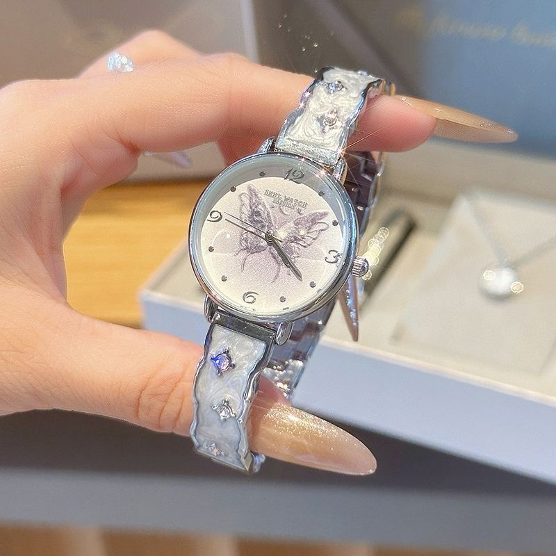 蝴蝶手链手表女小众轻奢高级气质ins手表女款防水情人节礼物