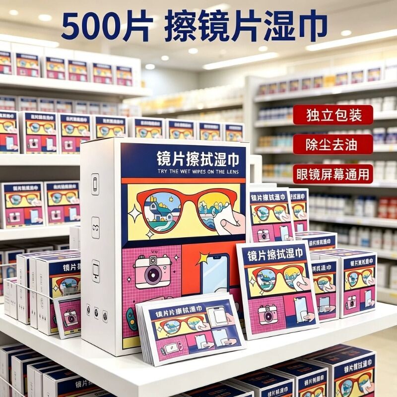 【500片大容量】镜片擦拭湿巾图片
