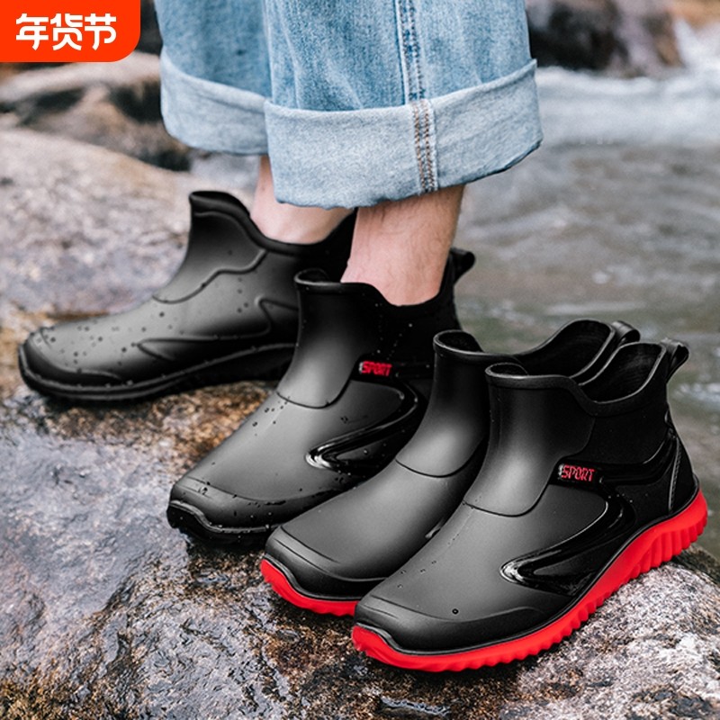 雨鞋男款防水防滑外卖骑手专用胶鞋钓鱼不累脚轻便耐磨雨靴子平底