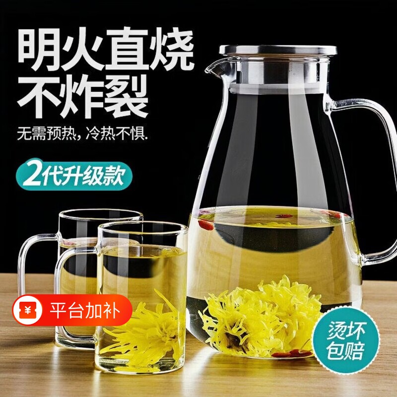 冷水壶玻璃耐高温家用食品级2026新款凉水杯耐热大容量凉白开茶壶