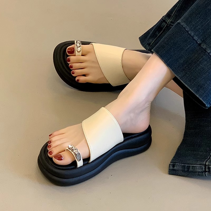 厚底法式配裙子凉拖鞋女夏外穿2025新款套趾松糕休闲沙滩罗马凉鞋