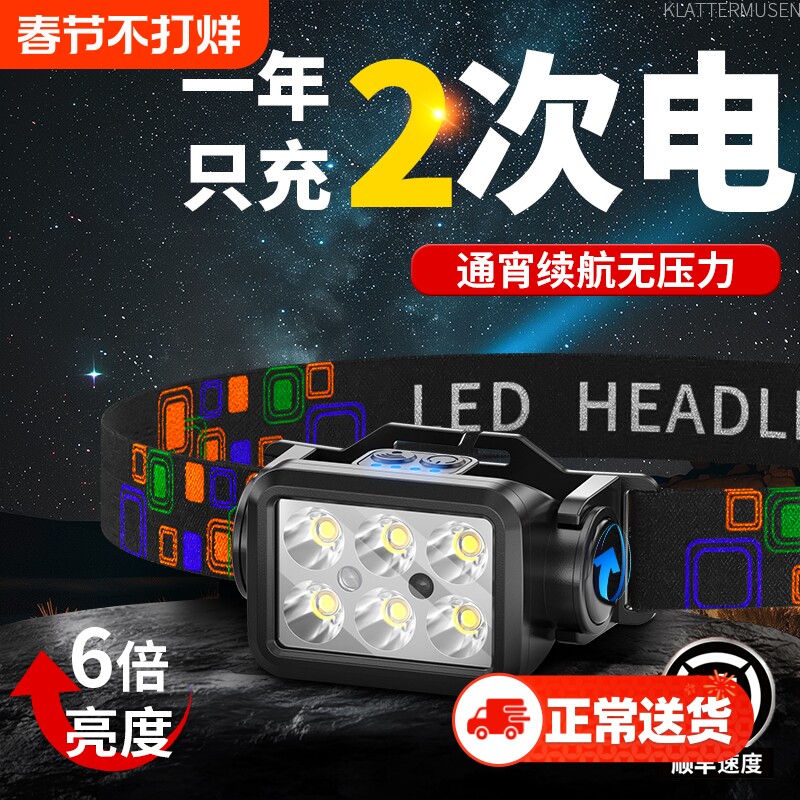 2025新款头灯强光超亮充电头戴式小型感应便携夜钓鱼专用超长续航
