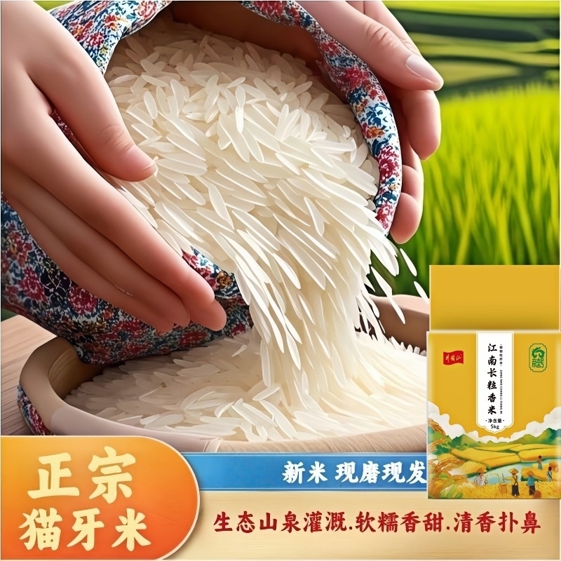 2025年产长粒猫牙大米香生真空包装一级帝壹号优质生态袋装稻种