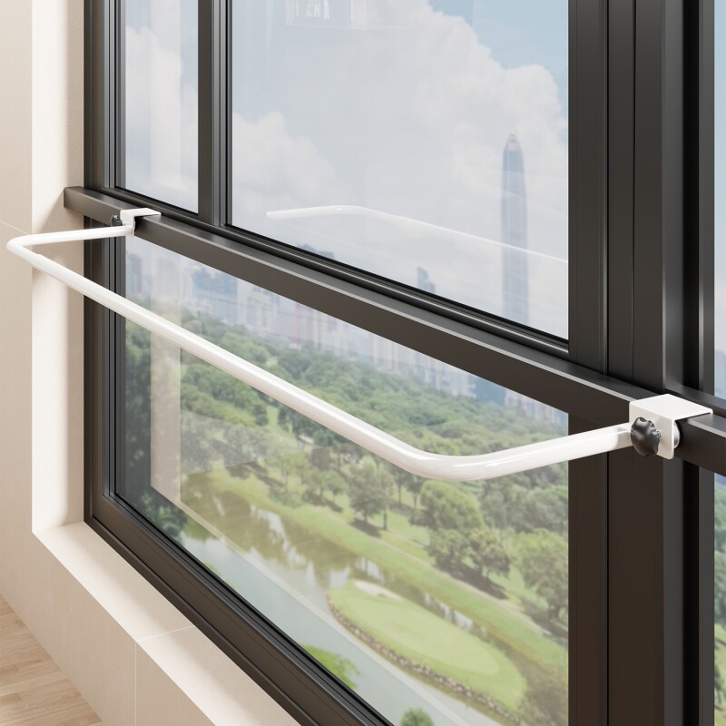 阳台晾衣架防盗窗可伸缩晒衣架宿舍护栏杆挂衣架家用多功能晾晒杆